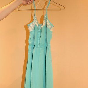 Teal Hi-Low Dress with Lace Detail